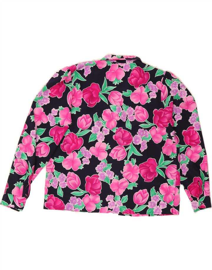 ST. BERNARD Womens Oversized Shirt Blouse UK 16 Large Black Floral Vintage St. Bernard and Second-Hand St. Bernard from Messina Hembry 