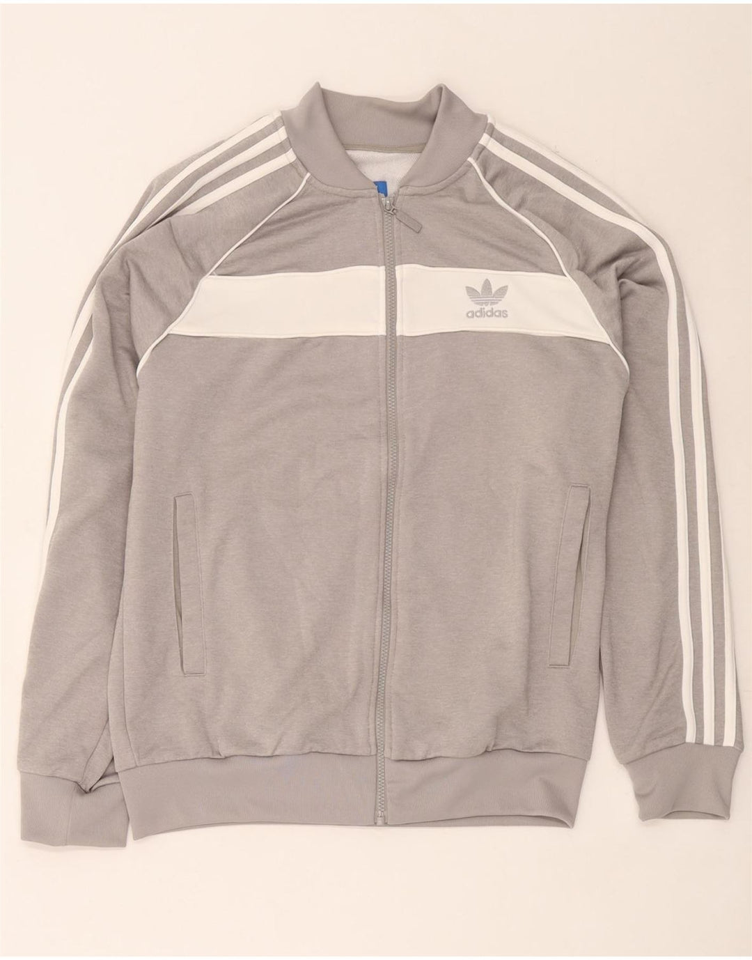 Adidas Herren-Trainingsanzug-Top-Jacke, großes graues Colourblock-Polyester