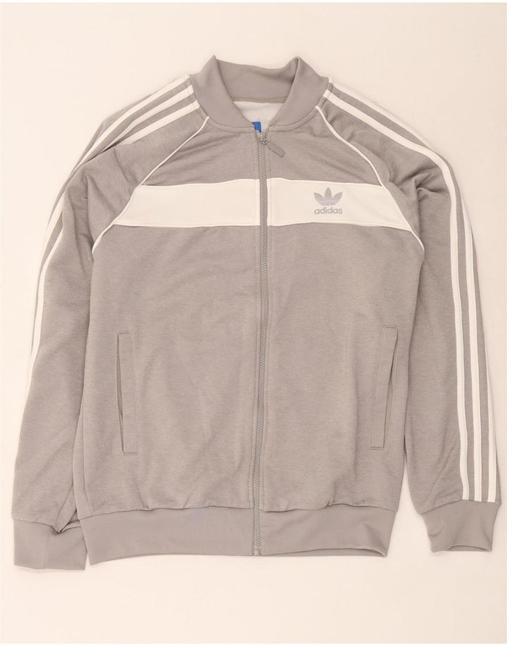 Adidas Herren-Trainingsanzug-Top-Jacke, großes graues Colourblock-Polyester