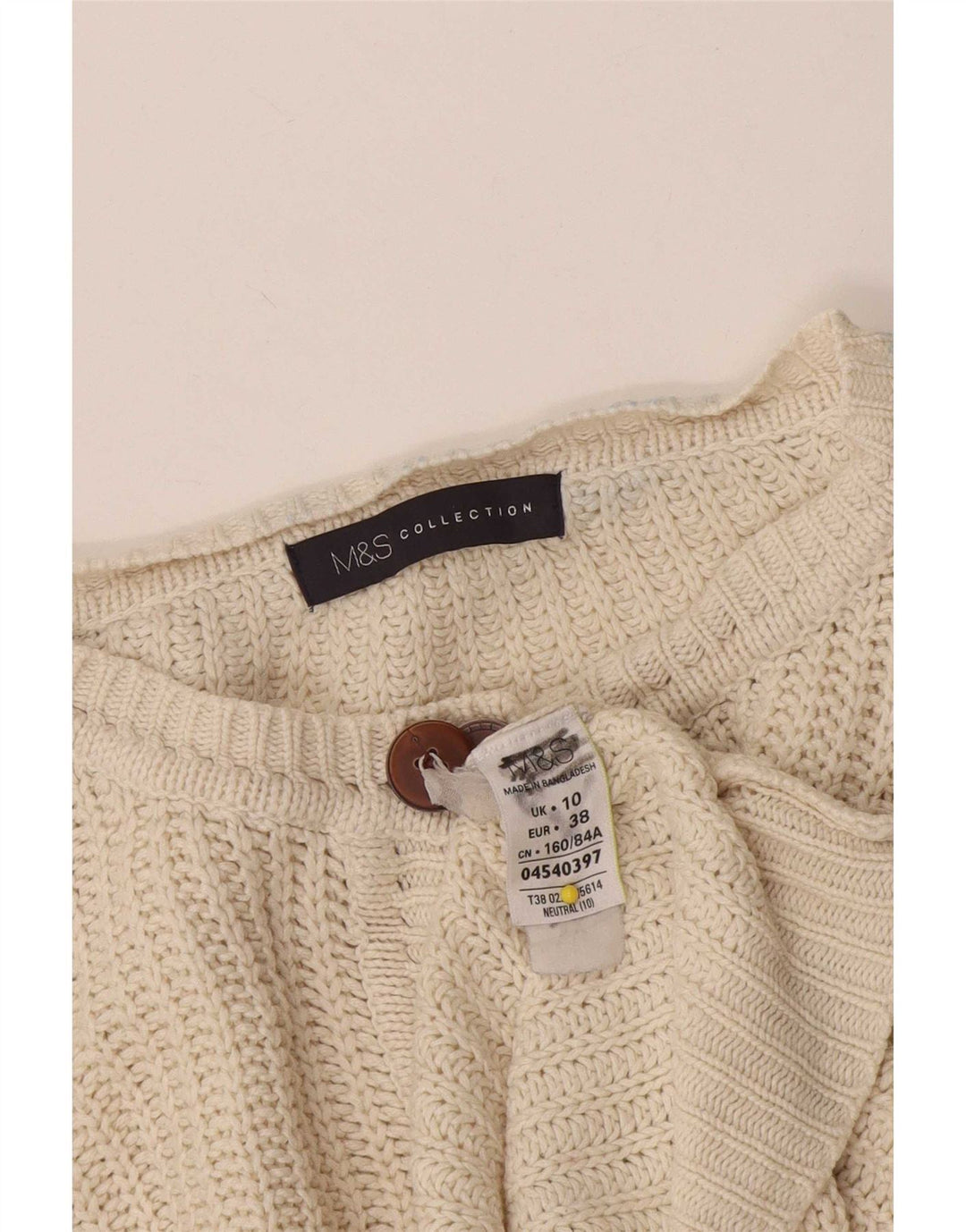 Marks & Spencer Damen Crop Cardigan Pullover UK 10 Small Off White
