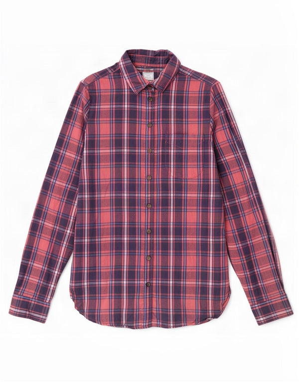 Fat Face Womens Flannel Shirt UK 8 Small Pink Plaid Cotton
