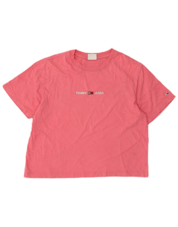Tommy Hilfiger Damen Crop Graphic T-Shirt Top UK 10 Small Pink