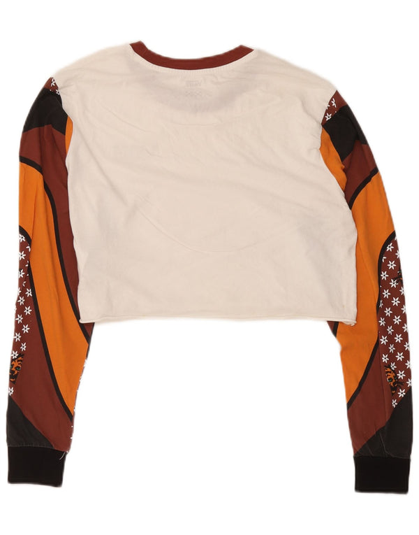 Vans Damen Crop Graphic Top Langarm UK 6 XS Weiß Farbblock