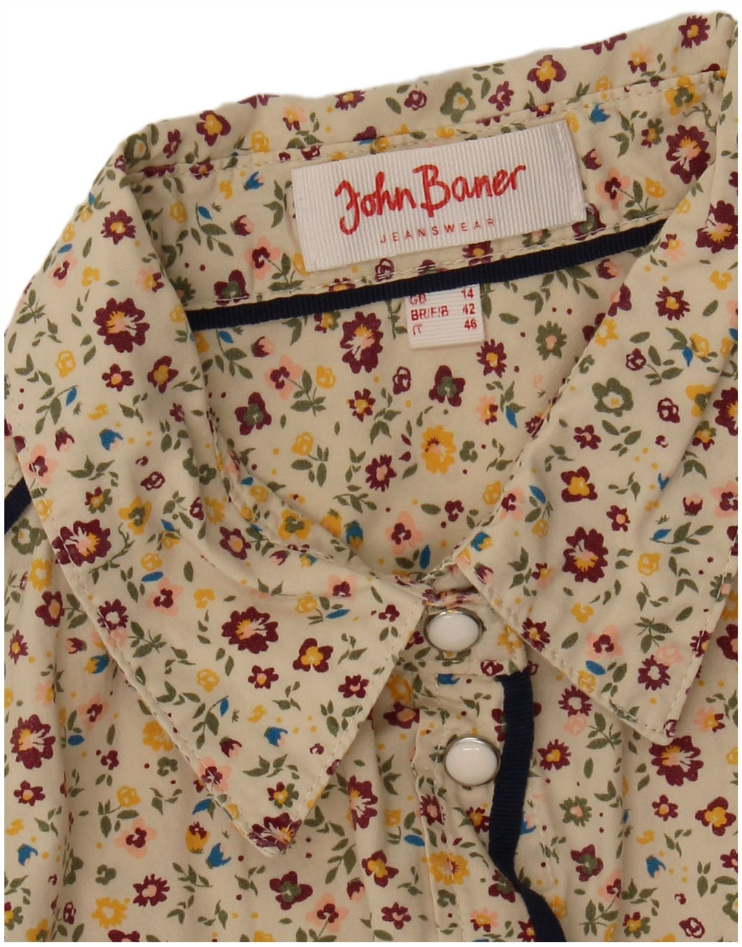 John Baner Damen Hemd UK 14 Medium Beige Floral
