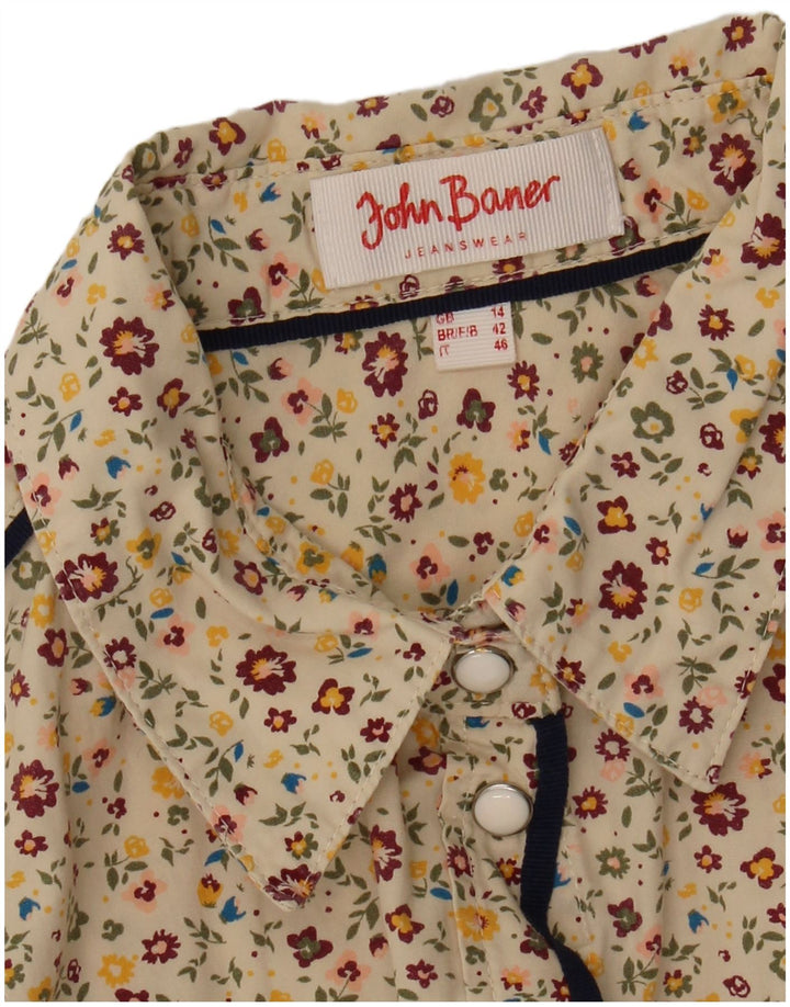 John Baner Damen Hemd UK 14 Medium Beige Floral