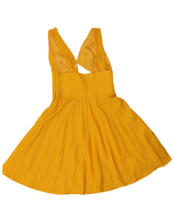 Vintage Damen Ärmelloses A-Linien-Kleid IT 46 Large Gelb