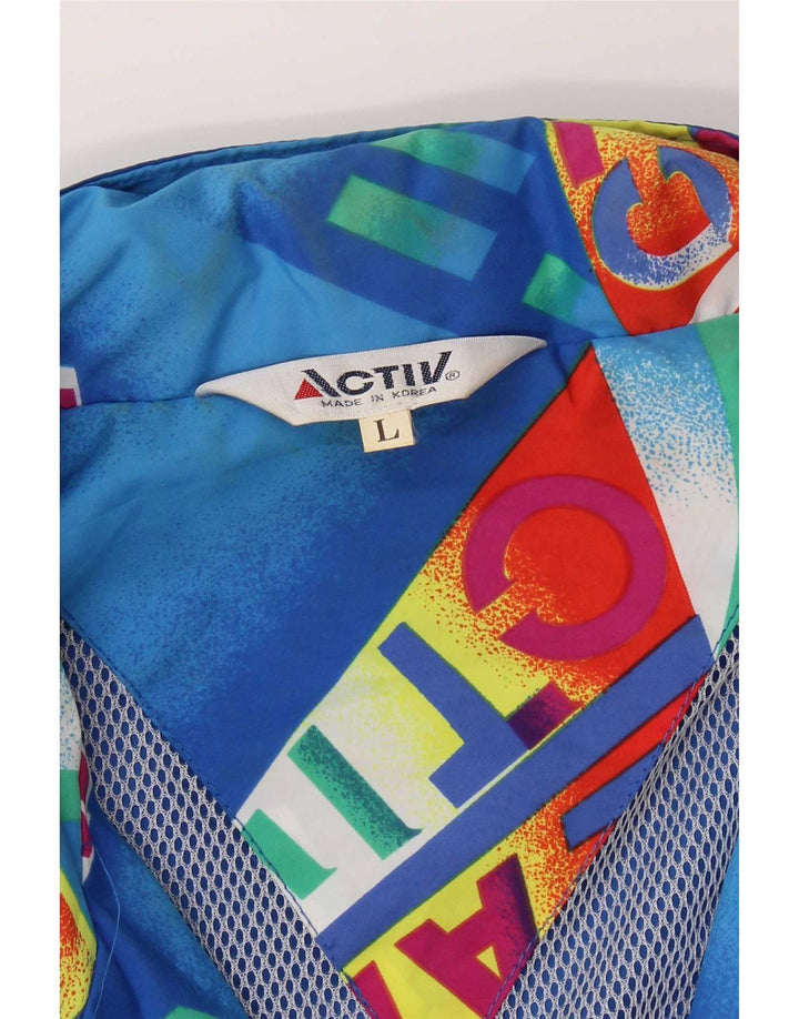 Active Herren-Bomberjacke mit grafischer Kapuze, Größe 40, groß, Blau, Farbblock
