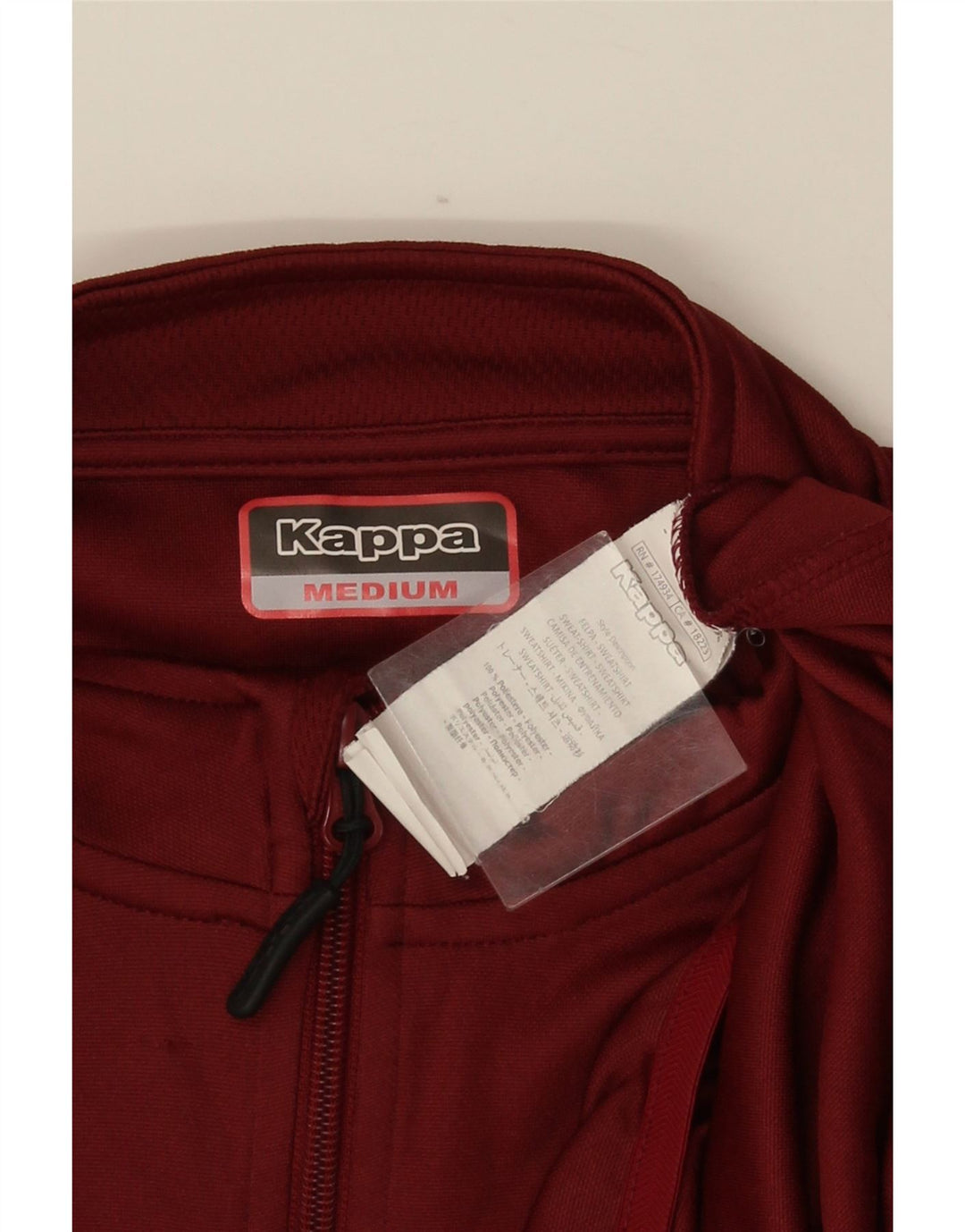 Kappa Herren-Trainingsanzug-Oberteil mit grafischem Reißverschluss und Rundhalsausschnitt, mittleres kastanienbraunes Polyester