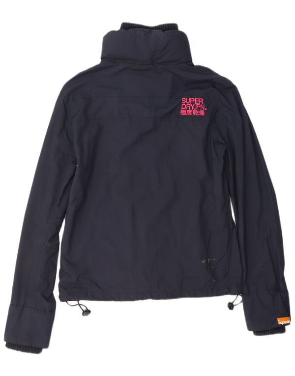Superdry Damen Regenjacke UK 14 Medium Marineblau Nylon