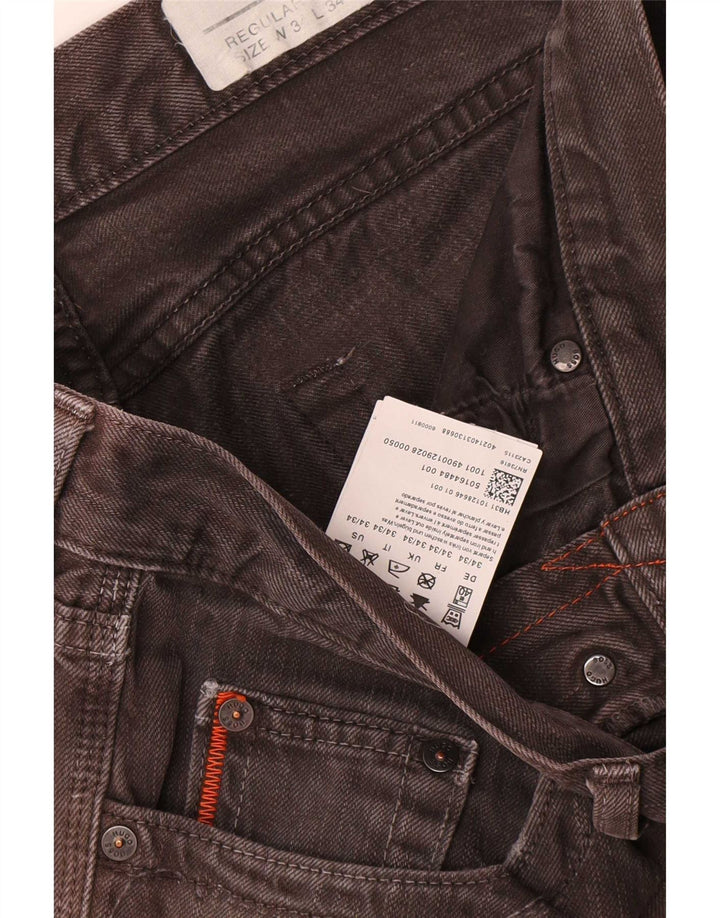 Hugo Boss Herren-Jeans mit normaler Passform, gerade Passform, W34, L33, braune Baumwolle