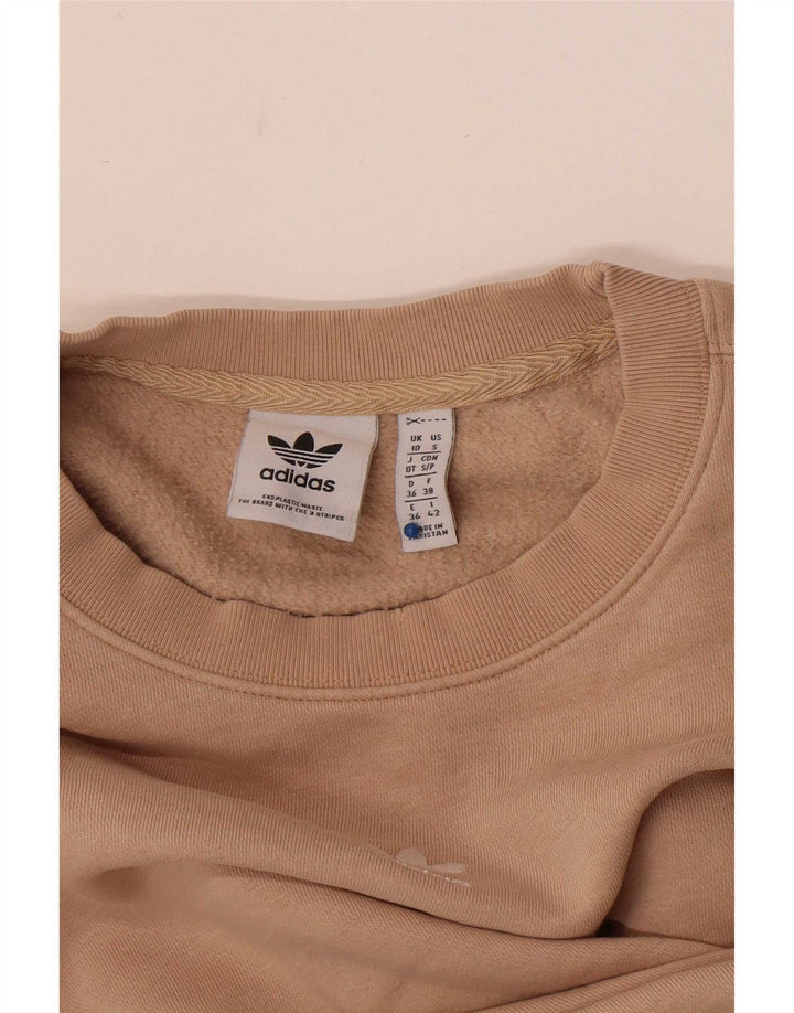 Adidas Damen Crop Oversized Sweatshirt Pullover UK 10 Small Beige