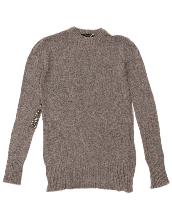 Zara Damen-Pullover mit Rundhalsausschnitt, Gr. 10, Größe S, graue Viskose