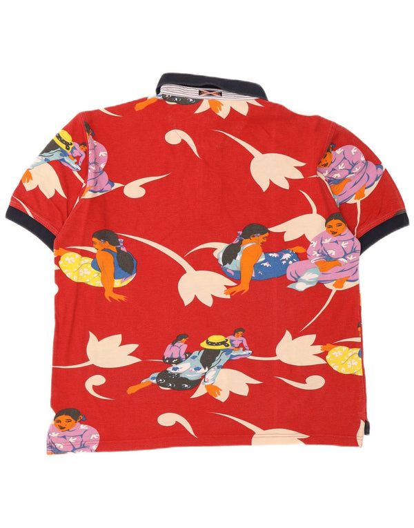Johnny Lambs Herren-Poloshirt mit Grafik, groß, rot, geblümt, Baumwolle