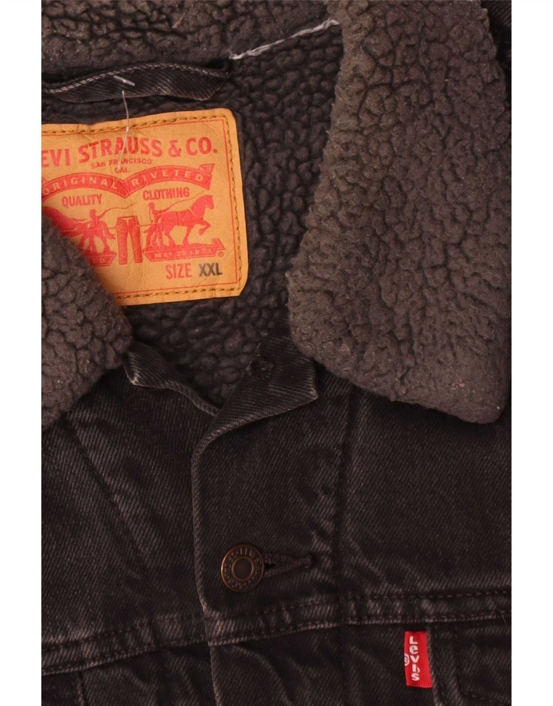 Levi's Herren Denim Sherpa Jacke UK 44 2XL Schwarz Baumwolle