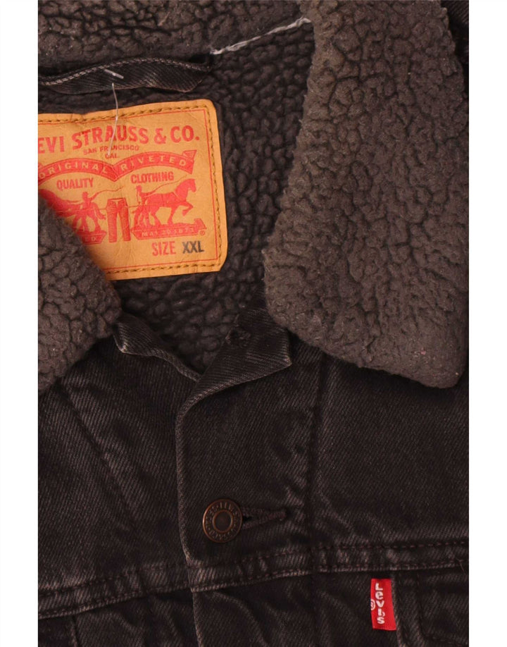 Levi's Herren Denim Sherpa Jacke UK 44 2XL Schwarz Baumwolle