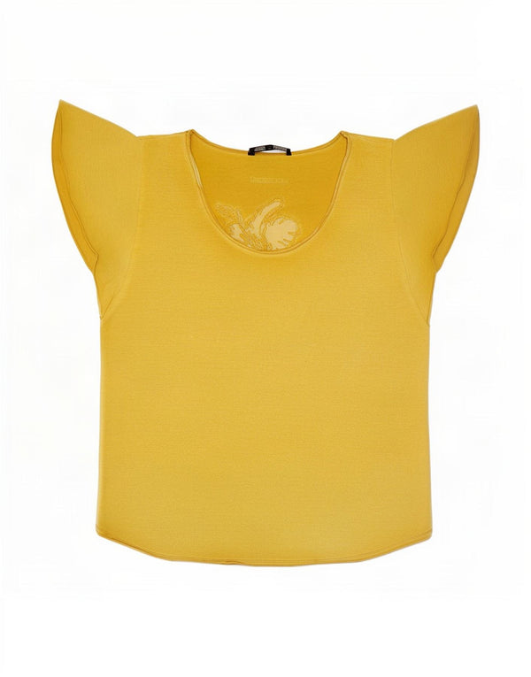 Desigual Womens Blouse Top UK 12 Medium Yellow Floral Cotton