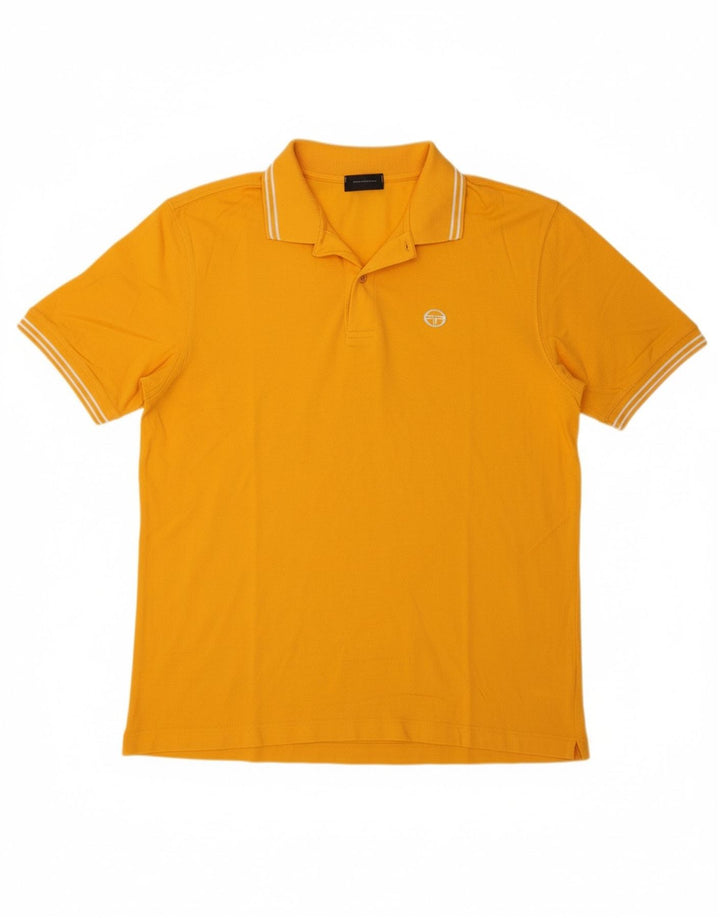 SERGIO TACCHINI Mens Polo Shirt Large Yellow Cotton