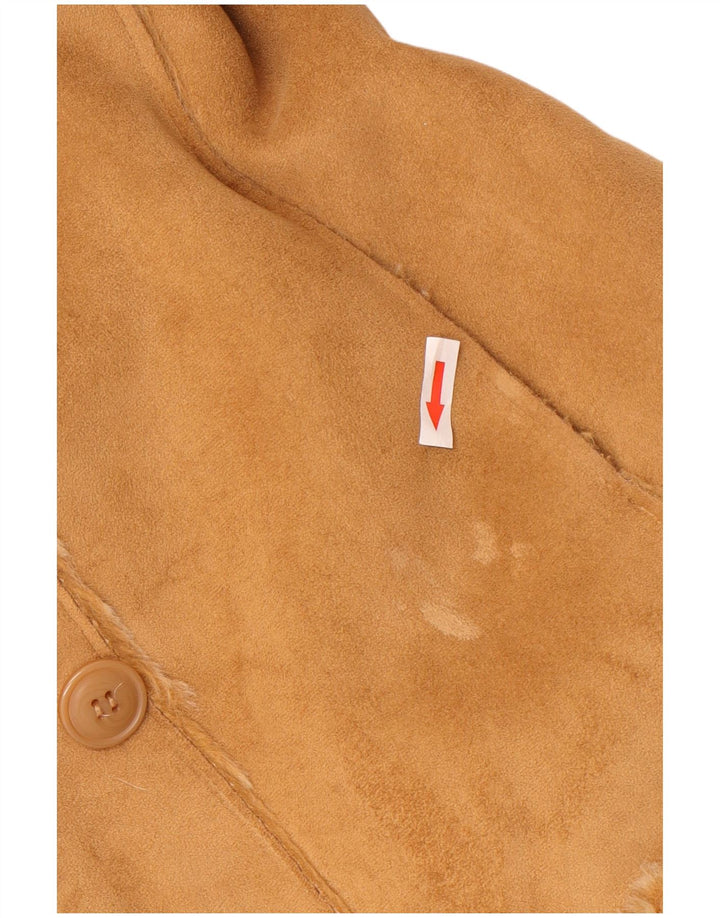 Vintage Damen Sherpa Jacke UK 12 Medium Beige Acryl