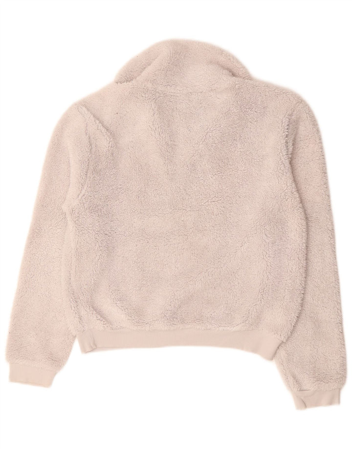 Topshop Damen-Fleecepullover mit Reißverschluss am Hals, übergroß, UK 10, Größe S, Grau, Polyester