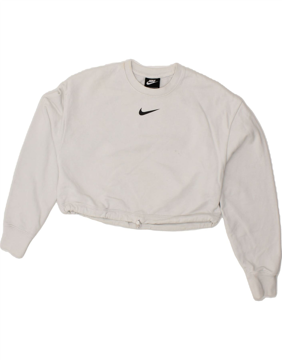 NIKE Womens Crop Graphic Sweatshirt Jumper UK 10 Small White Vintage Nike and Second-Hand Nike from Messina Hembry 