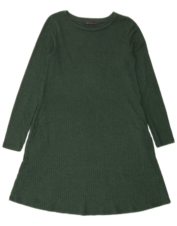 Marks & Spencer Langarm-Pulloverkleid für Damen, Größe S, Grün, Polyester
