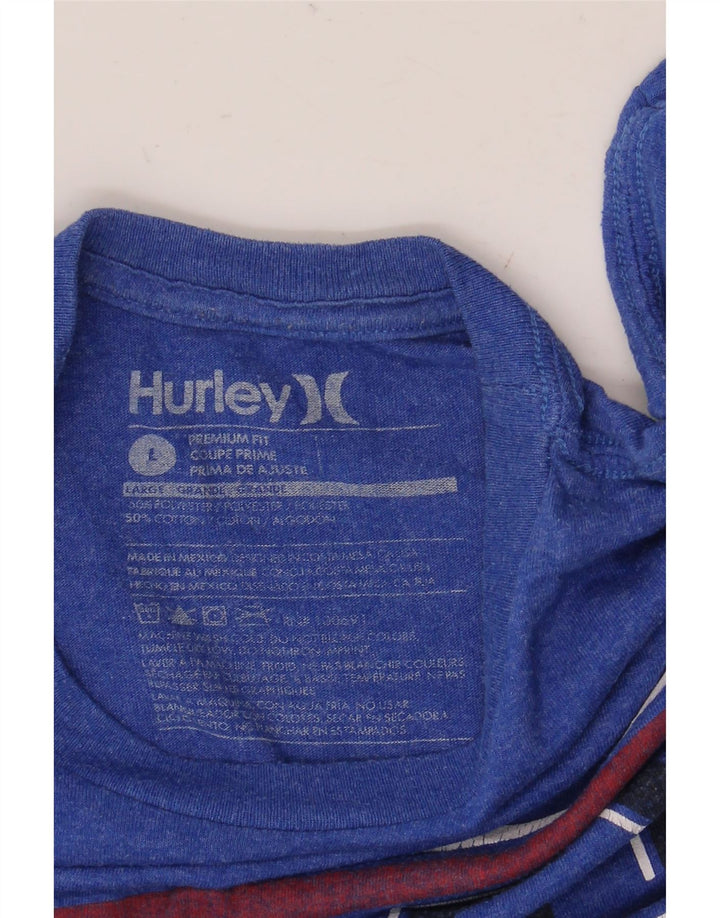 Hurley Herren Premium Fit Grafik-T-Shirt-Oberteil, Größe L, Blau, Polyester
