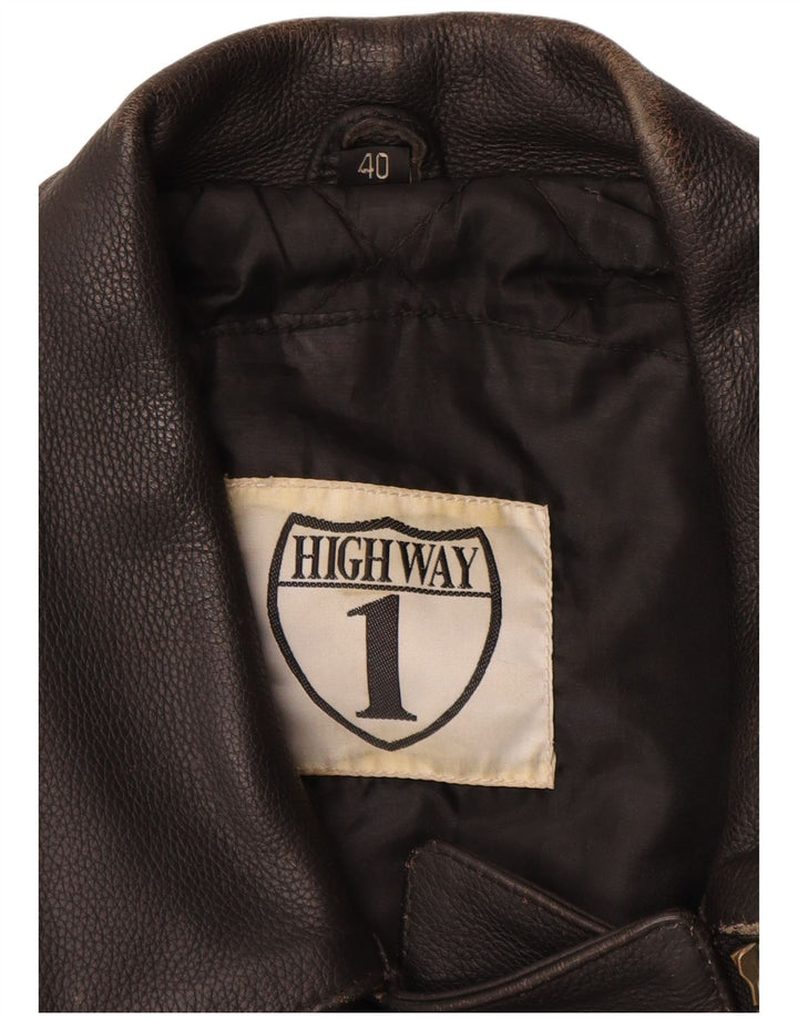 HIGHWAY 1 Damen Bikerjacke IT 40 Small Schwarzes Leder