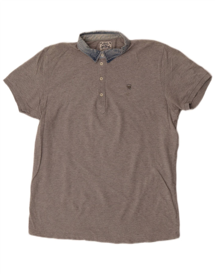 Diesel Herren Poloshirt 2XL Grau Colourblock Baumwolle