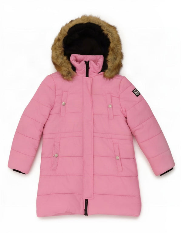 Diesel Mädchen-Daunenmantel mit Kapuze, 9–10 Jahre, rosa Nylon