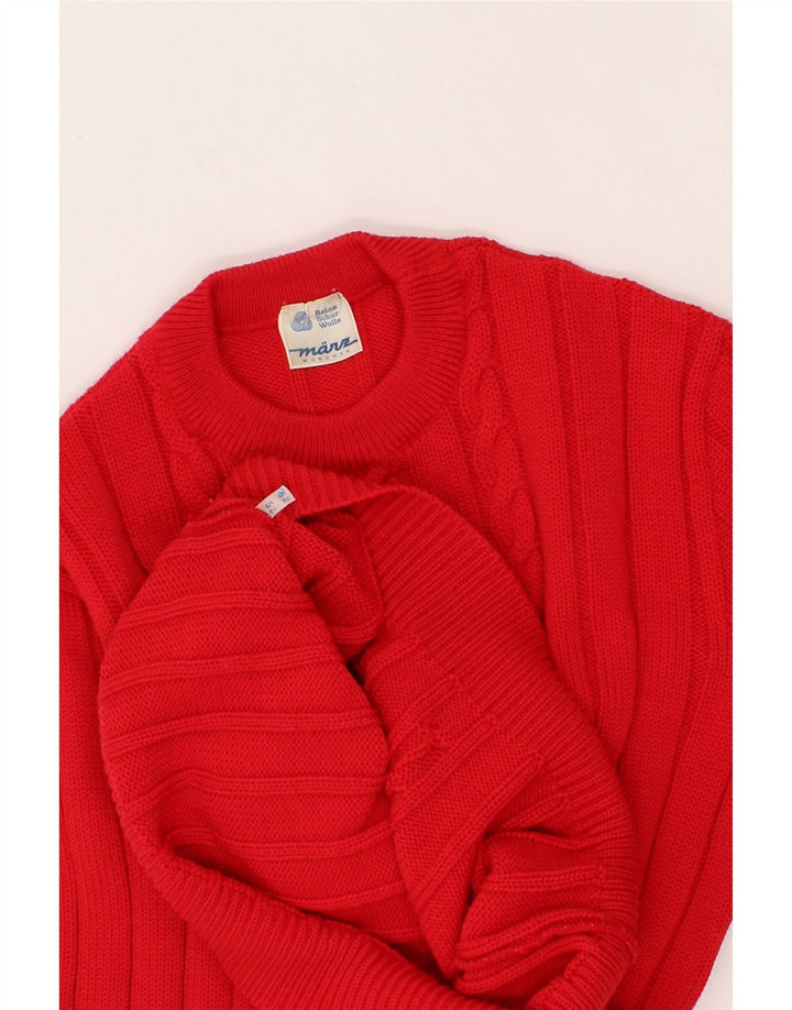 MARZ Womens Crew Neck Jumper Sweater IT 52 2XL Red Wool Vintage Marz and Second-Hand Marz from Messina Hembry 