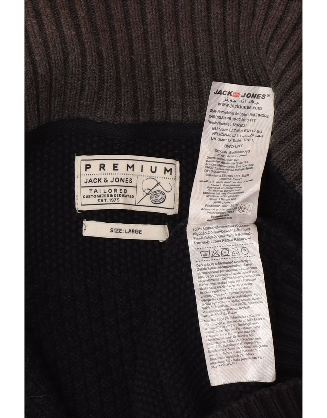 Jack & Jones Herren-Strickjacke, groß, aus schwarzer Baumwolle