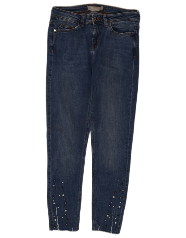 Zara Damen Crop Skinny Jeans EU 36 XS W26 L25 Blau