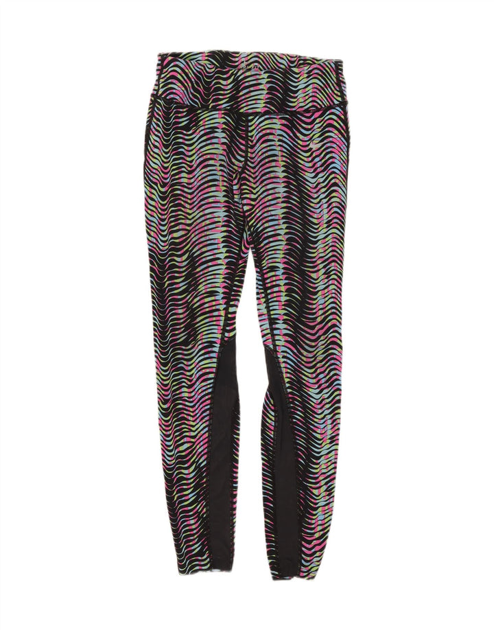 Nike Damen Dri Fit Leggings UK 12 Medium Mehrfarbig gestreift Nylon