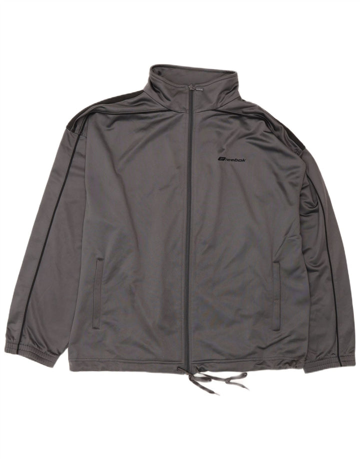 Reebok Herren-Trainingsanzugoberjacke aus mittelgrauem Polyester