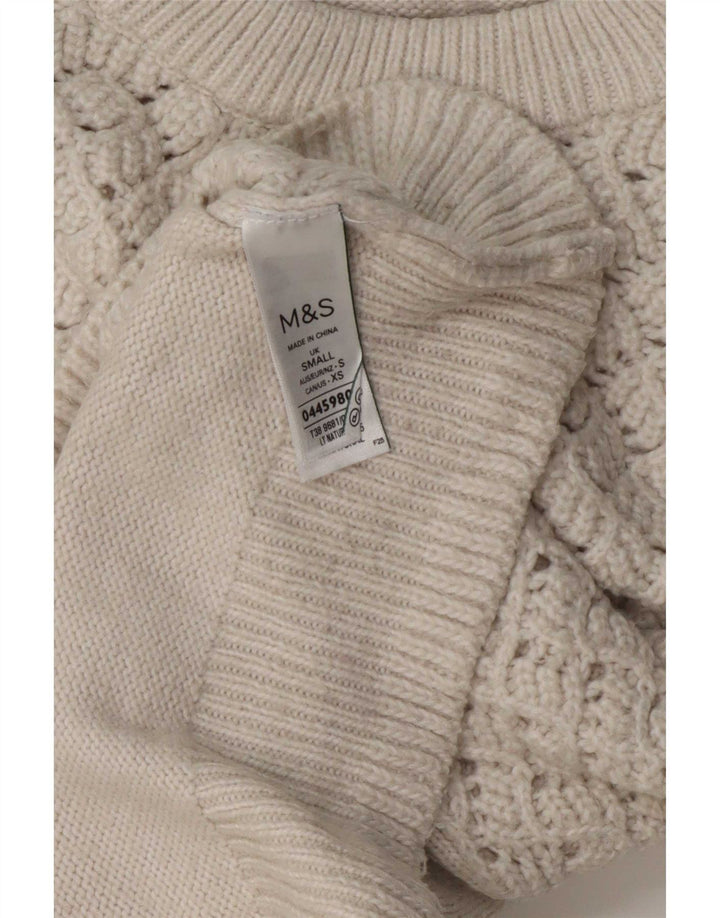 Marks & Spencer Damen-Pullover, übergroß, Rundhalsausschnitt, Gr. 10, Größe S, Weiß