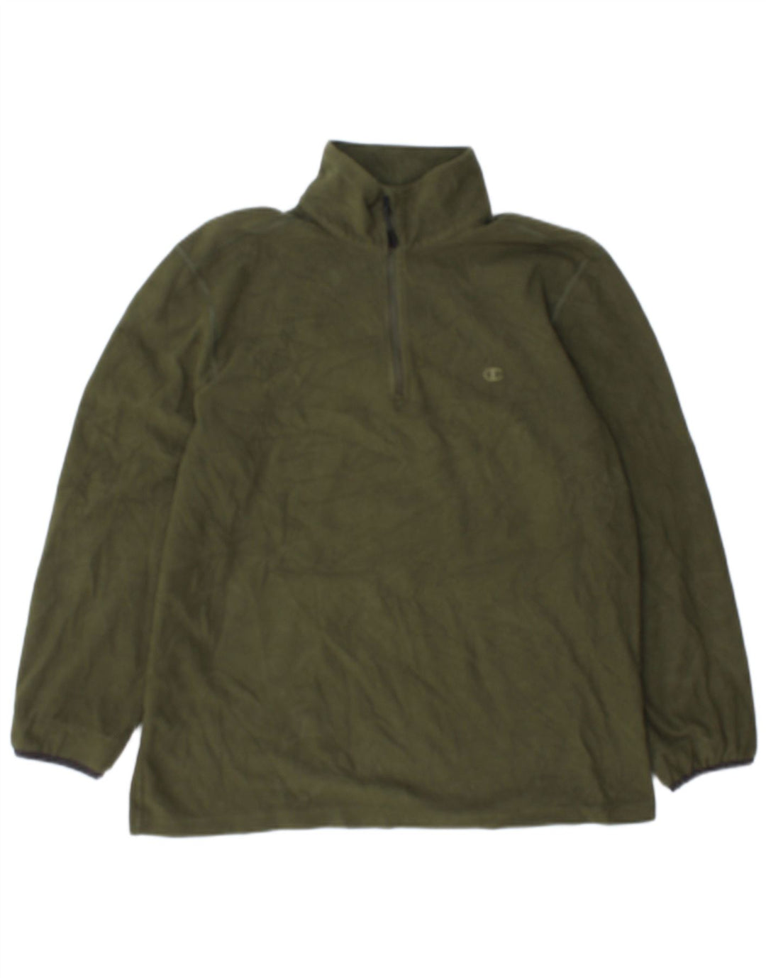 Champion Herren-Fleecepullover mit Reißverschluss am Hals, groß, Khaki, Polyester