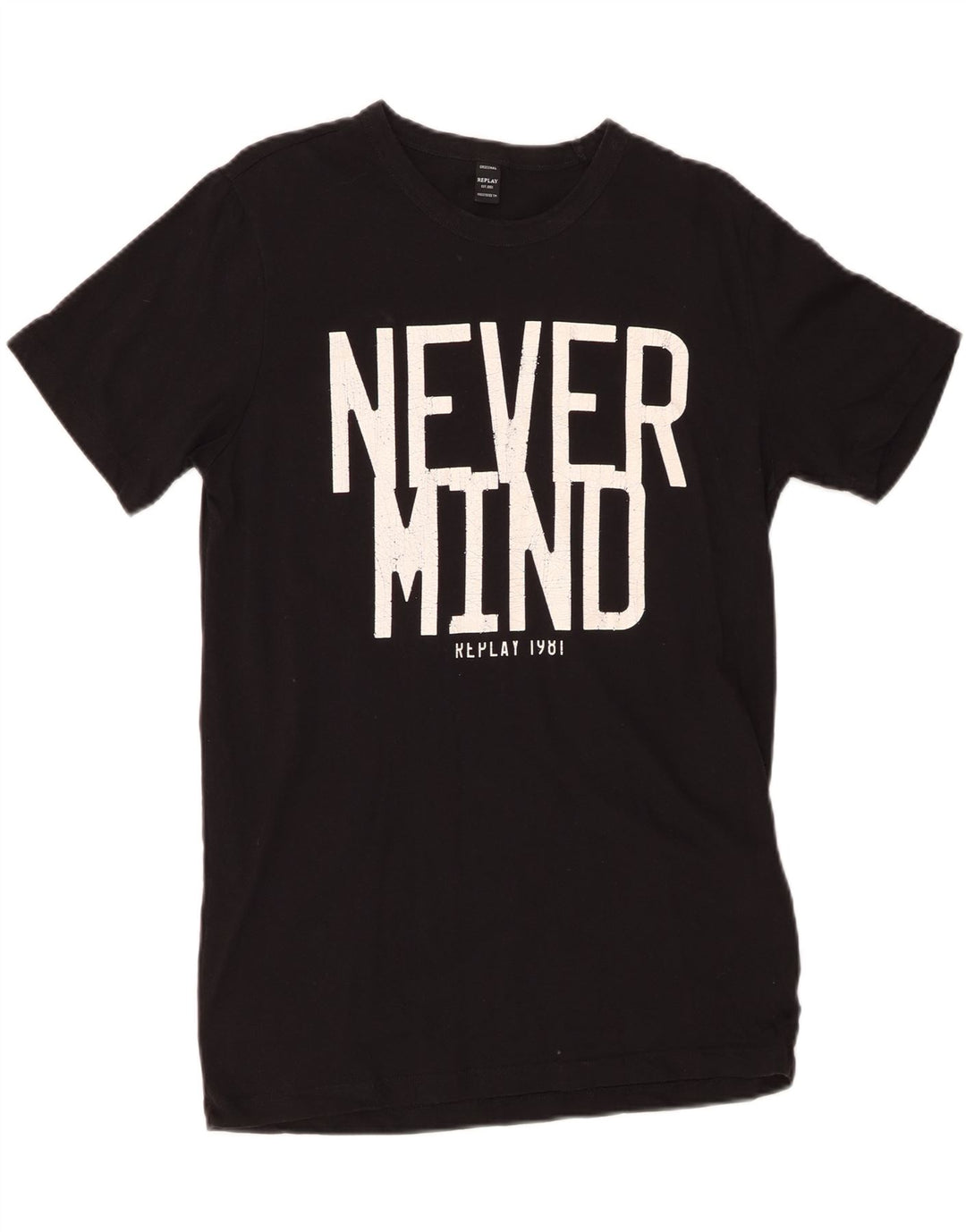 REPLAY Herren-T-Shirt mit Grafik, mittelschwarze Baumwolle