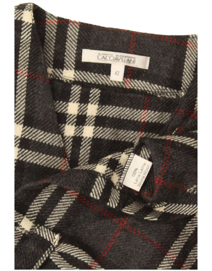 Vintage Damen Weste IT 42 Mittelgrau karierte Wolle