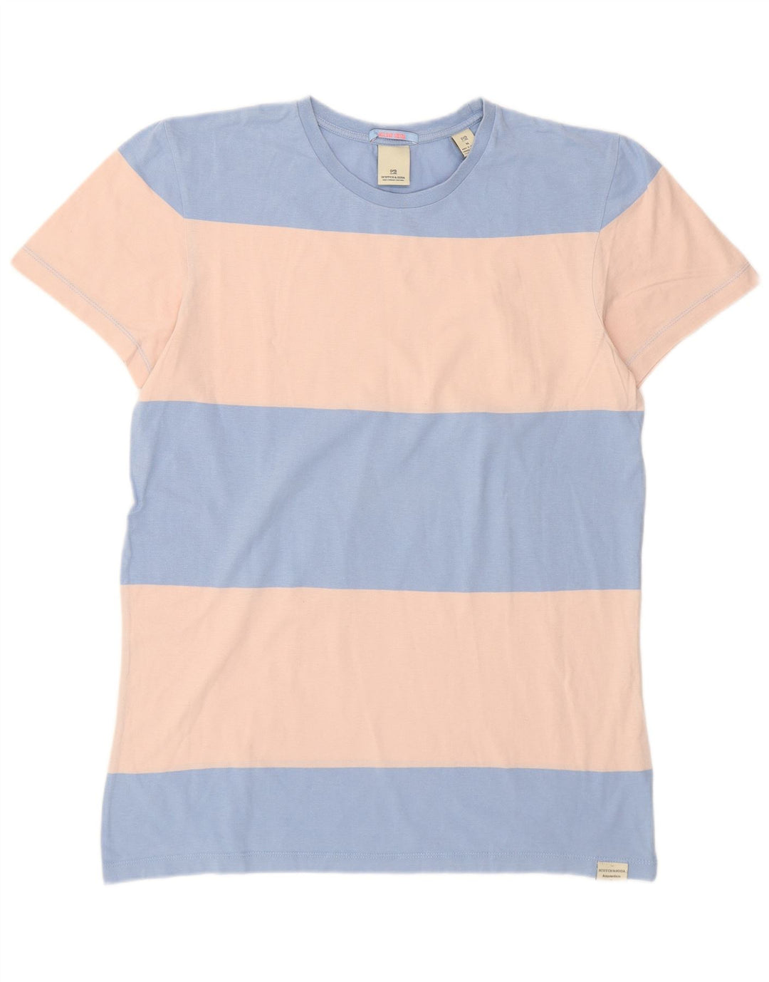 Scotch & Soda Herren T-Shirt-Oberteil aus mittelblauer Colourblock-Baumwolle
