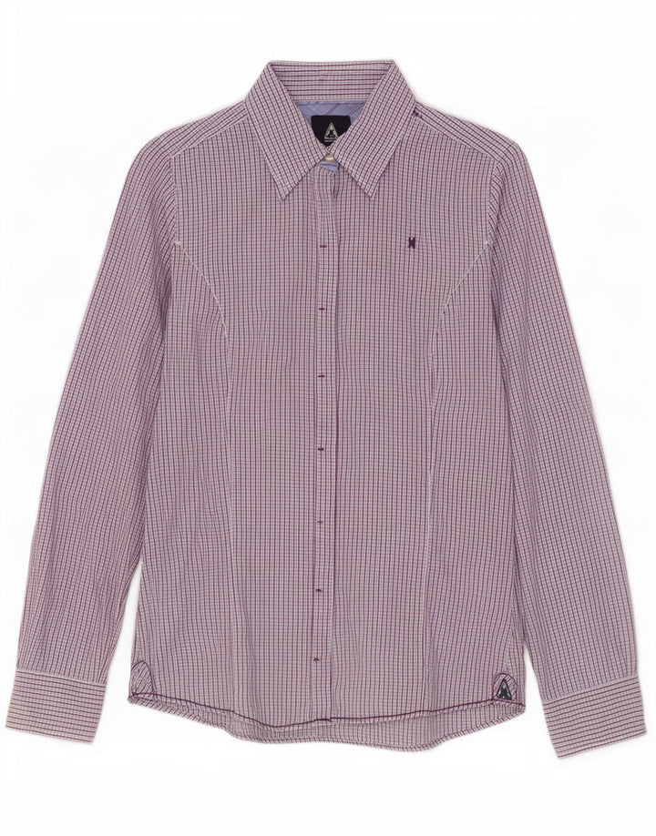 Gaastra Womens Graphic Shirt UK 12 Mittelblaue Gingham-Baumwolle