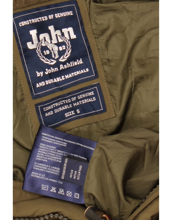 JOHN ASHFIELD Gefütterter Herrenmantel mit Kapuze, UK 36, Small, Khaki, Nylon