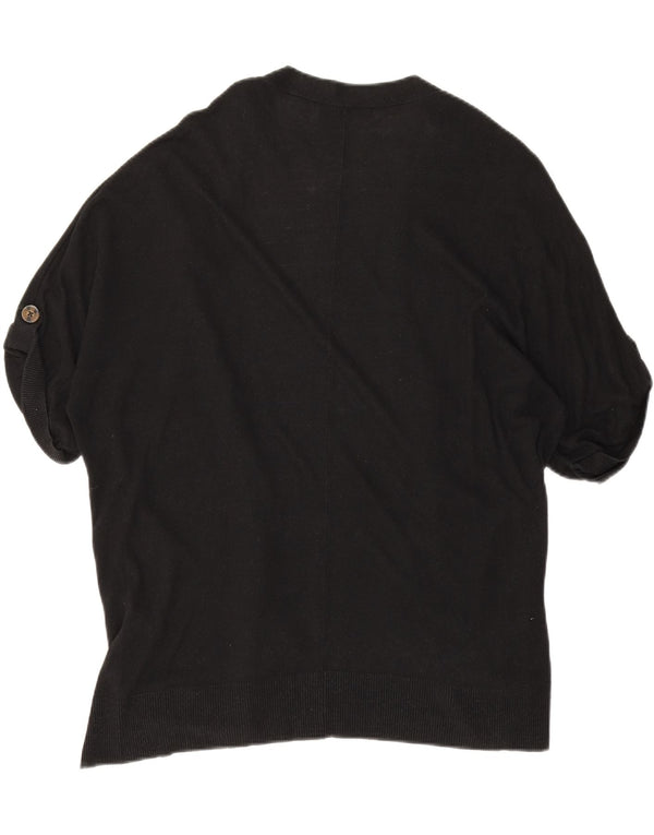Marks & Spencer Womens Short Sleeve Open Cardigan Top UK 16 Large Schwarz