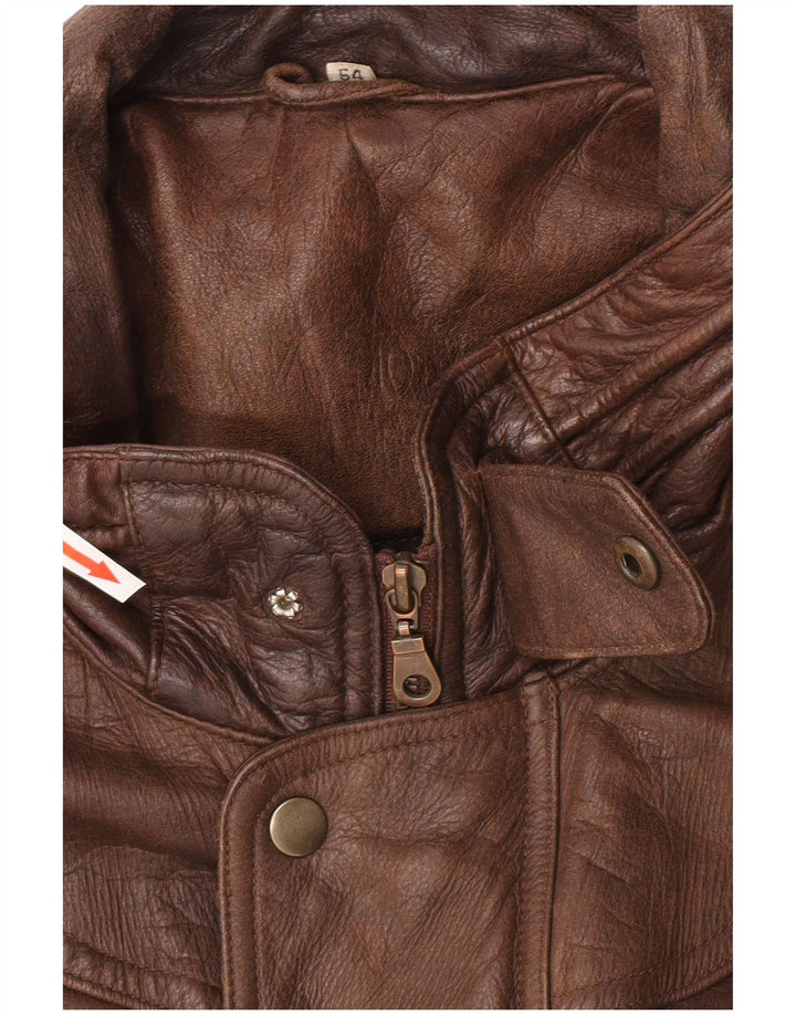 Vintage Herren Bomber Lederjacke IT 54 2XL Braunes Leder