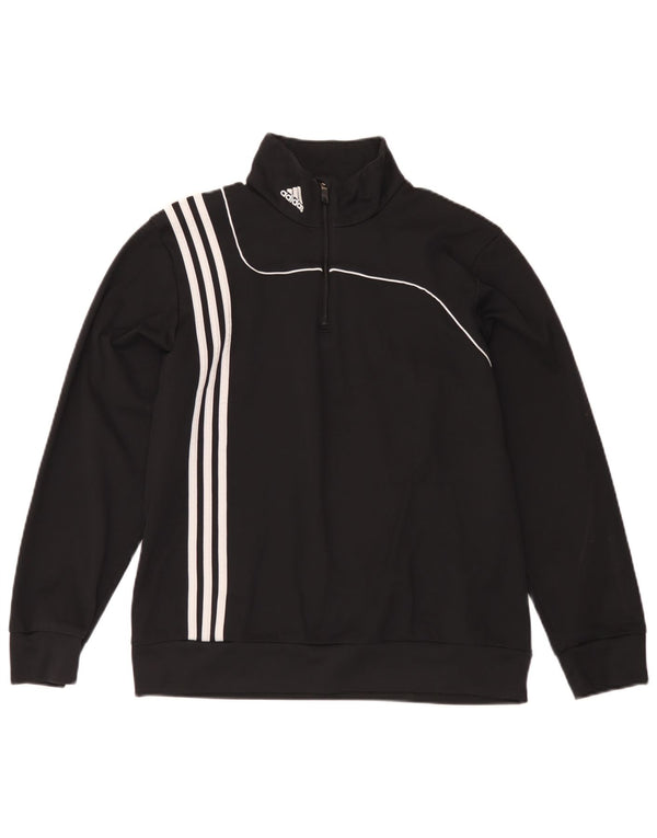 Adidas Herren-Sweatshirt mit Reißverschluss, UK 42/44, großes schwarzes Polyester