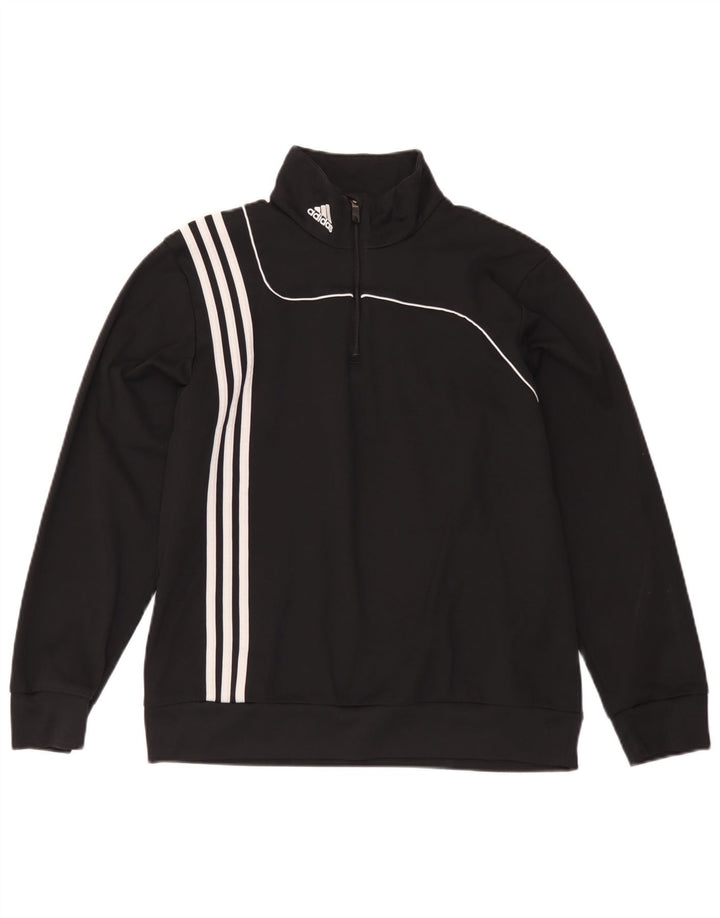 Adidas Herren-Sweatshirt mit Reißverschluss, UK 42/44, großes schwarzes Polyester
