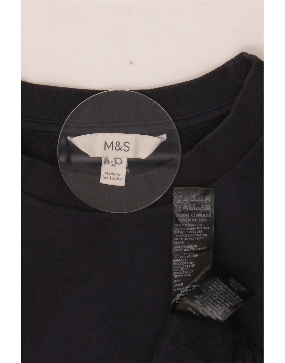 Marks & Spencer Damen-Sweatshirt-Pullover UK 14 Mittelmarineblaue Baumwolle