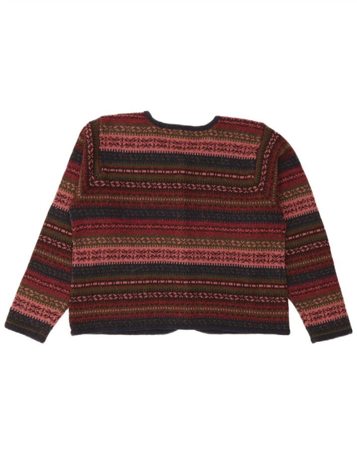 Vintage Damen Cardigan Pullover UK 14 Medium Mehrfarbig Fair Isle Wolle