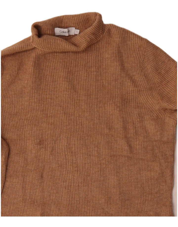 Calvin Klein Damen-Pullover mit Rollkragen, UK 14, große beige Wolle