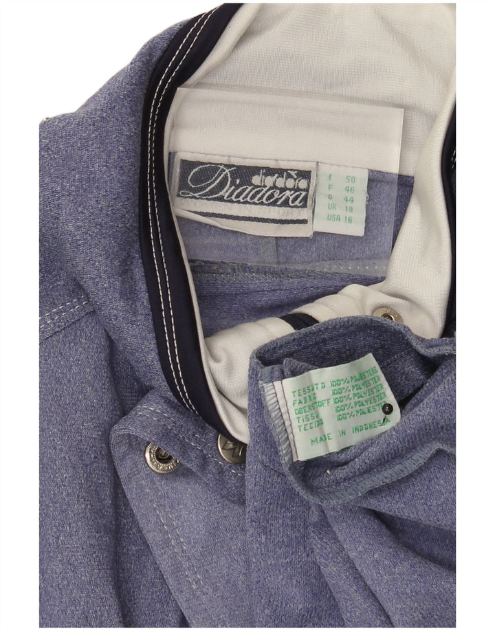 Diadora Damen-Trainingsanzug-Oberteil, übergroß, Jacke, UK 18, XL, Blau, Farbblock