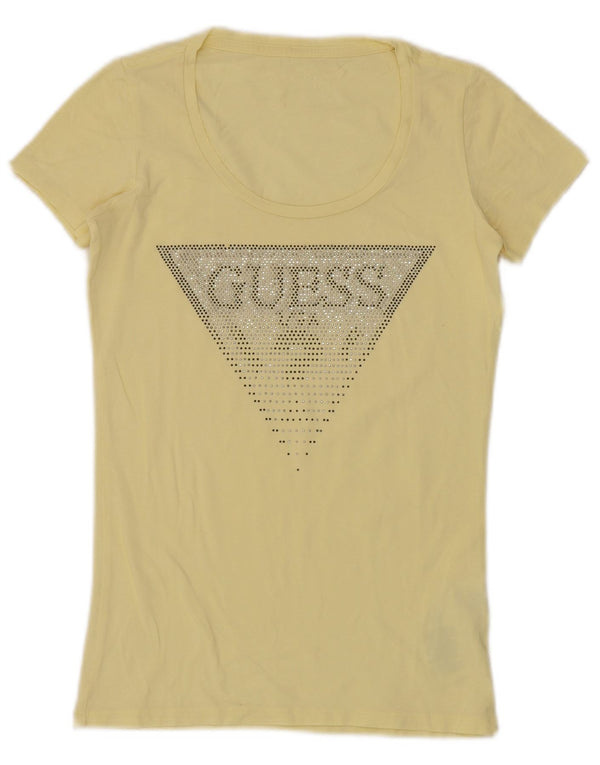 Guess Grafik-T-Shirt für Damen, UK 10, Größe S, Gelb, Baumwolle